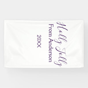 Holly Jolly holidays add name family year purple s Banner