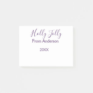 Holly Jolly holidays add name family year purple s Post-it Notes