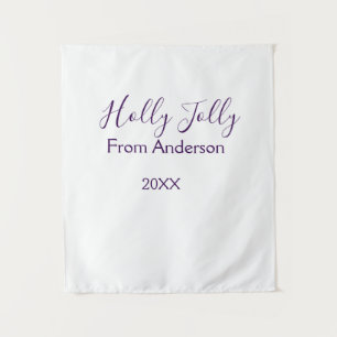 Holly Jolly holidays add name family year purple s Tapestry