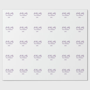 Holly Jolly holidays add name family year purple s Wrapping Paper