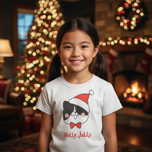 Holly Jolly Kawaii Santa Cat Christmas T-Shirt