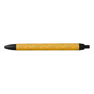 Holly Jolly Leaves on Yellow Gold Black Ink Pen