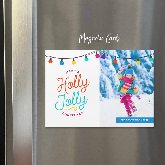 Holly Jolly | Magnetic Holiday Photo Card (Creator Uploaded)