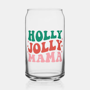 Holly Jolly Mama - Fun Holiday Design Can Glass