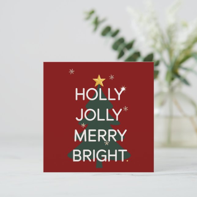 Holly Jolly Merry Bright Family Matching Christmas Holiday Card (Standing Front)