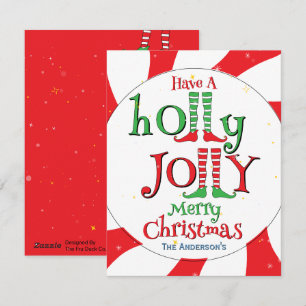 Holly Jolly Merry Christmas Cute Glam Elf  Holiday Card