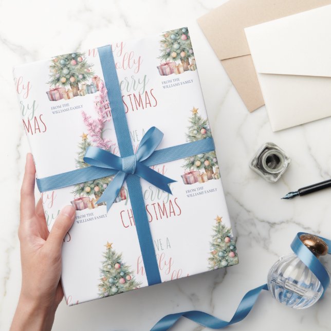 Holly Jolly Merry Christmas Gift Holiday Season Wrapping Paper (Gifting)