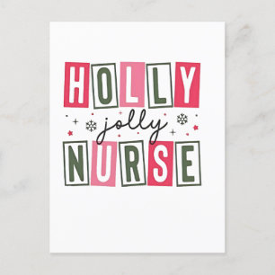 Holly Jolly Nurse Christmas Xmas Nursing Life Announcement Postcard