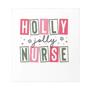 Holly Jolly Nurse Christmas Xmas Nursing Life Notepad