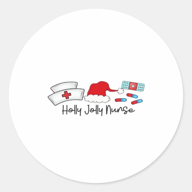 Holly Jolly Nurse, Halloween Classic T-Shirt Classic Round Sticker (Front)