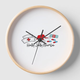 Holly Jolly Nurse, Halloween Classic T-Shirt Clock