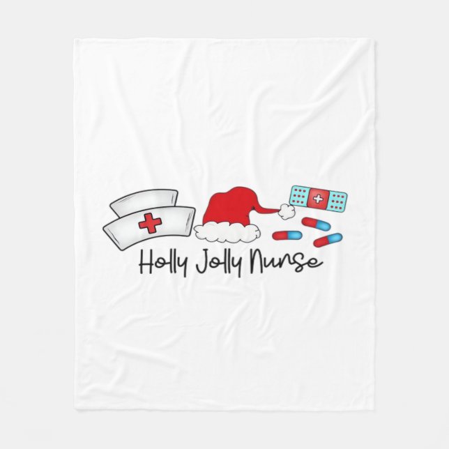 Holly Jolly Nurse, Halloween Classic T-Shirt Fleece Blanket (Front)