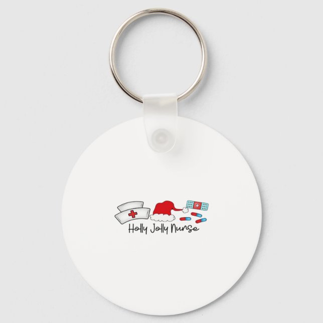 Holly Jolly Nurse, Halloween Classic T-Shirt Key Ring (Front)