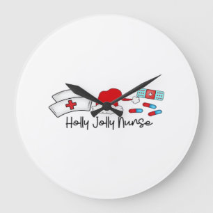 Holly Jolly Nurse, Halloween Classic T-Shirt Large Clock