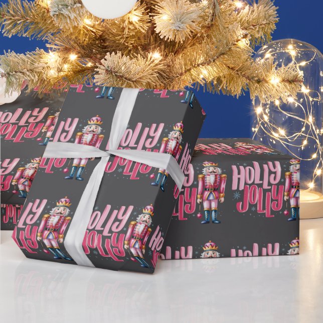 Holly Jolly Nutcracker Christmas Coquette Preppy Wrapping Paper (Holidays)