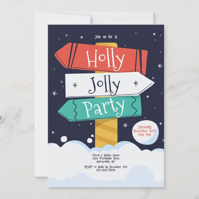Holly Jolly Party Invitation (Front)