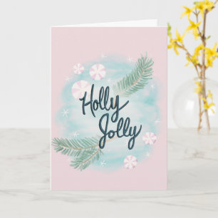 Holly Jolly - Pastel - Christmas - Greeting - Card