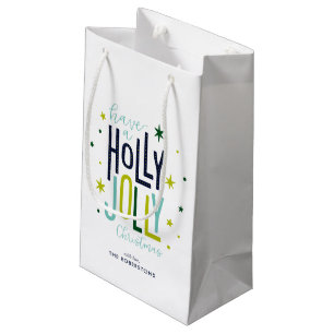 "Holly Jolly" Personalised Christmas Small Gift Bag