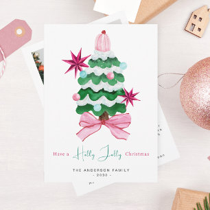Holly Jolly Photo Christmas Tree Holiday Card