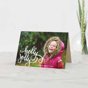 Holly Jolly Photo Holiday Greeting Card   Beige