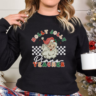 Holly Jolly Piano Teacher Christmas Retro T-Shirt