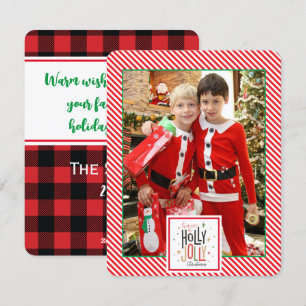 Holly Jolly plaid (add your photo) Holiday Card