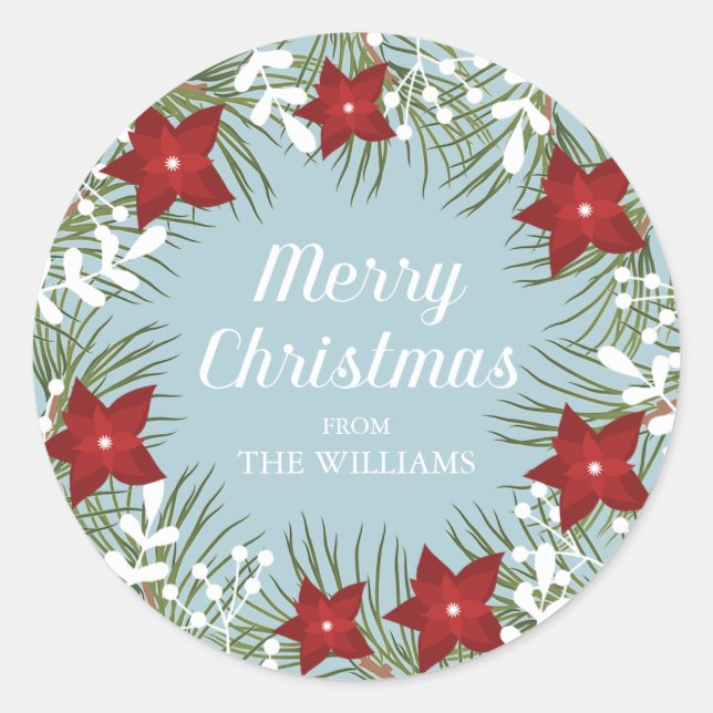 Holly Jolly Poinsettia -  Christmas Sticker (Front)