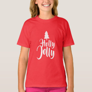 Holly Jolly Red and White Merry Christmas T-Shirt