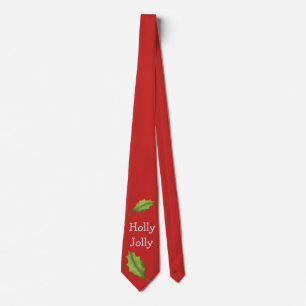 Holly Jolly Red Christmas Holiday Tie