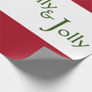 Holly Jolly Red Holiday Christmas Typography Wrapping Paper