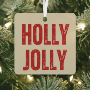 Holly Jolly Retro Family Christmas Matching Metal Tree Decoration