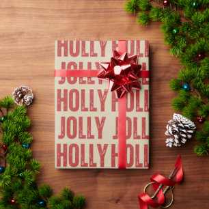 Holly Jolly Retro Family Christmas Matching Wrapping Paper