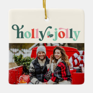Holly Jolly Retro Family Photo Ornament