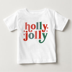 Holly Jolly - Retro Holiday Typography Baby T-Shirt