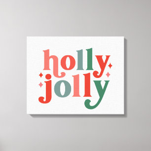 Holly Jolly - Retro Holiday Typography Canvas Print