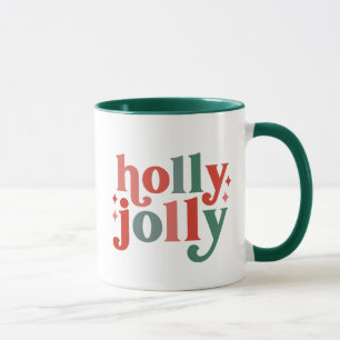 Holly Jolly - Retro Holiday Typography Mug