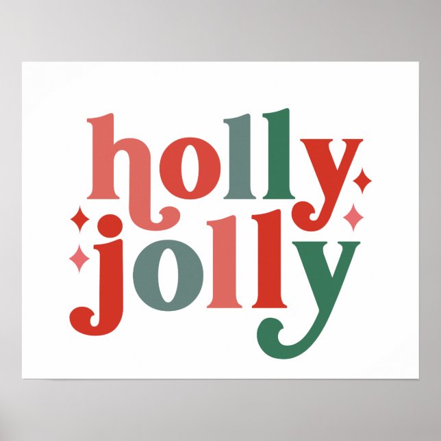 Holly Jolly - Retro Holiday Typography Poster (Front)