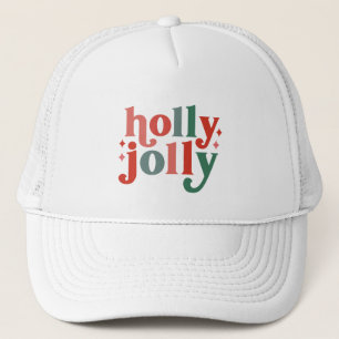 Holly Jolly - Retro Holiday Typography Trucker Hat