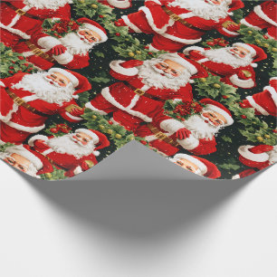 Holly Jolly Retro Santas Wrapping Paper