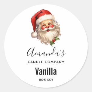 Holly Jolly Santa Claus Christmas Candle Business Classic Round Sticker