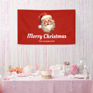 Holly Jolly Santa Claus Retro Christmas Banner