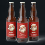 Holly Jolly Santa Claus Retro Christmas Beer Bottle Label<br><div class="desc">Bottle labels with a joyful illustration of a vintage style Santa Claus with red rosy cheeks. Wearing his classic red Santa hat and his big white beard. A sprig of holly adds to the festive holiday spirit of this design..</div>