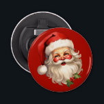 Holly Jolly Santa Claus Retro Christmas Bottle Opener<br><div class="desc">Bottle opener with a joyful illustration of a vintage style Santa Claus with red rosy cheeks. Wearing his classic red Santa hat and his big white beard. A sprig of holly adds to the festive holiday spirit of this design.</div>