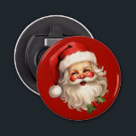 Holly Jolly Santa Claus Retro Christmas Bottle Opener<br><div class="desc">Bottle opener with a joyful illustration of a vintage style Santa Claus with red rosy cheeks. Wearing his classic red Santa hat and his big white beard. A sprig of holly adds to the festive holiday spirit of this design.</div>