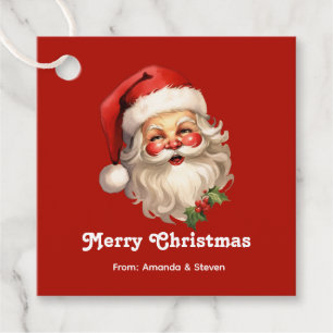 Holly Jolly Santa Claus Retro Christmas Favour Tags