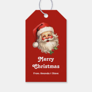 Holly Jolly Santa Claus Retro Christmas Gift Tags