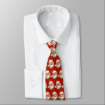 Holly Jolly Santa Claus Retro Christmas Pattern Tie<br><div class="desc">A tie with a joyful illustration of a vintage style Santa Claus with red rosy cheeks. wearing his classic red Santa hat and his big white bear. A sprig of holly adds to the festive holiday spirit of this design.</div>