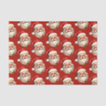 Holly Jolly Santa Claus Retro Christmas Pattern Tissue Paper<br><div class="desc">Tissue paper with a joyful illustration of a vintage style Santa Claus with red rosy cheeks. wearing his classic red Santa hat and his big white bear. A sprig of holly adds to the festive holiday spirit of this design.</div>