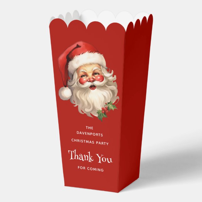 Holly Jolly Santa Claus Retro Christmas Thank You Favour Box (Front)