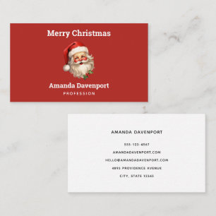 Holly Jolly Santa Claus Retro Style Christmas Business Card